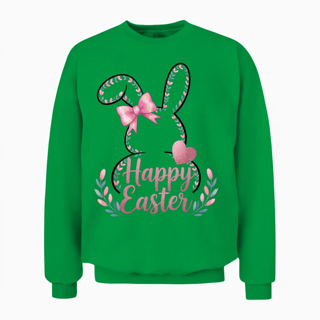Εufs De Lapin Happy Easter Day Cute Happy Easter Bunny Unisex Sweatshirt in Irish Green