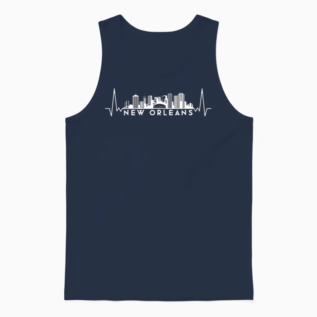 Heartbeat Skyline Usa New-Orleans Unisex Tank Top in Navy