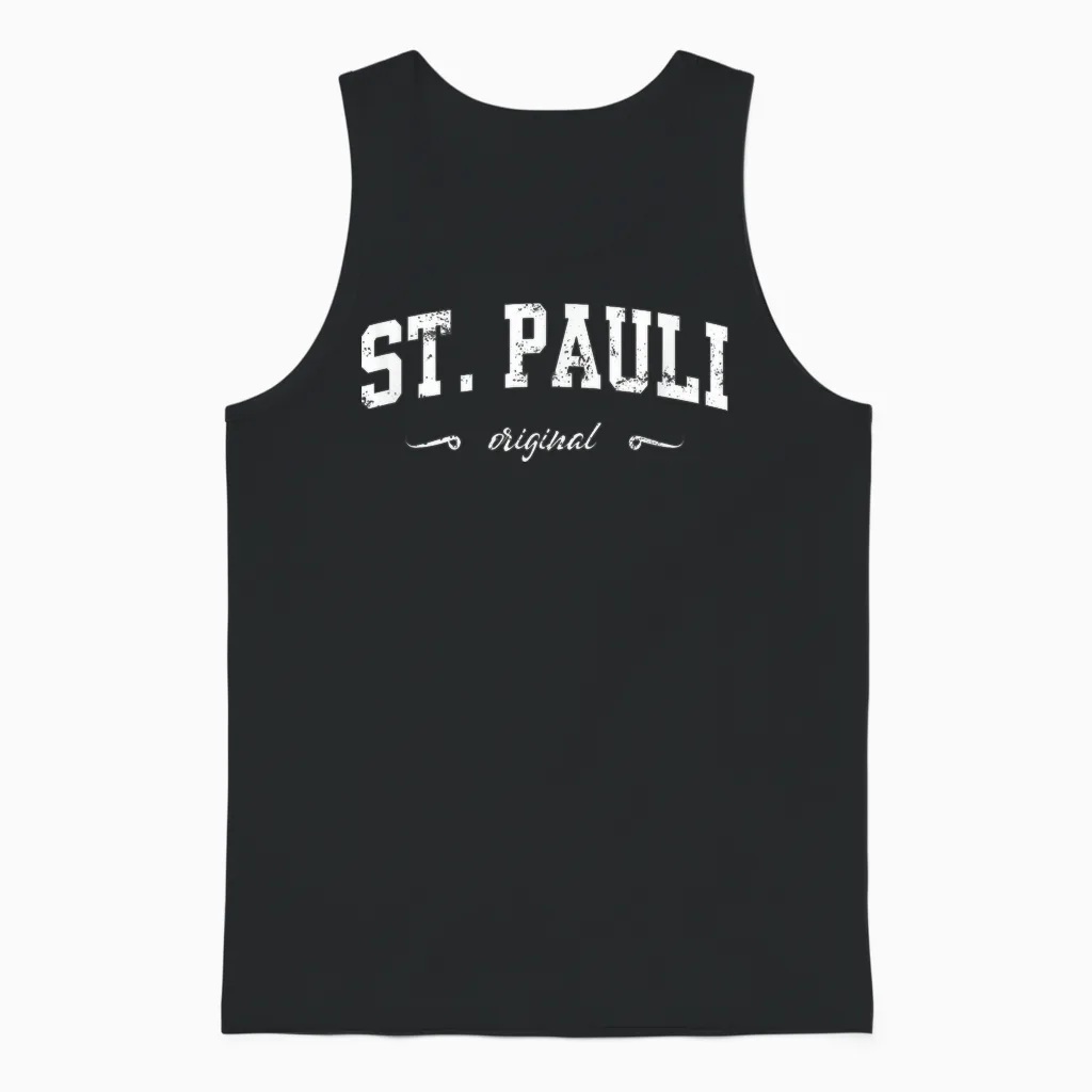 Hamburg St. Pauli College Design T-Shirt, Black Unisex Tank Top in Black