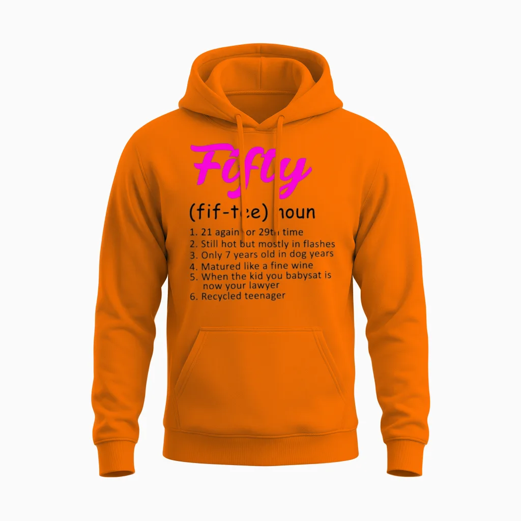 50th Birthday Unisex Hoodie in Safety Orange