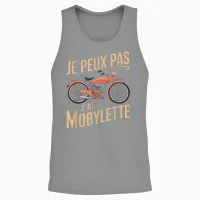 Je Peux Pas J'ai Mobylette Man Funny Motobecane Gift T-Shirt, Black, S Unisex Tank Top in Sport Grey - 2