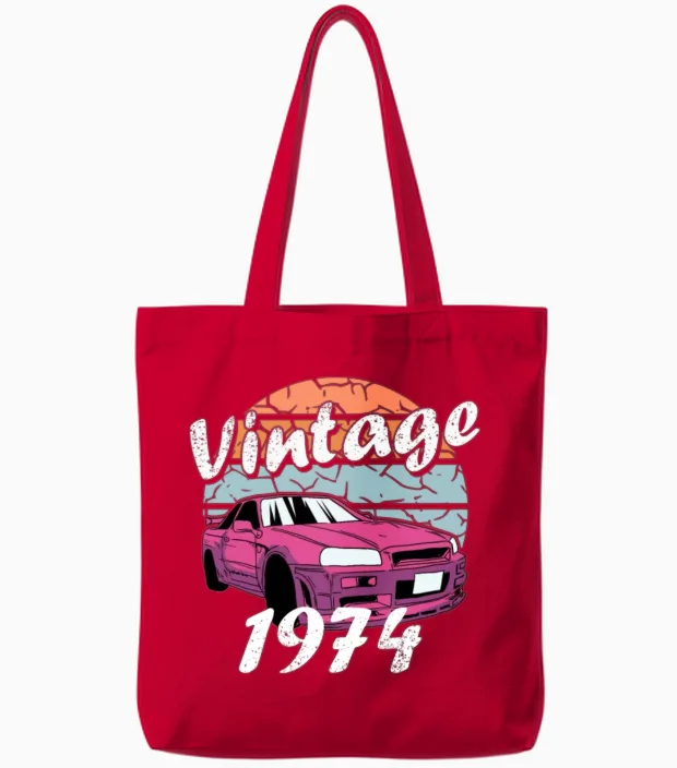 Vintage 1974 Anniversary - Couples & Matching Tote Bags in Red
