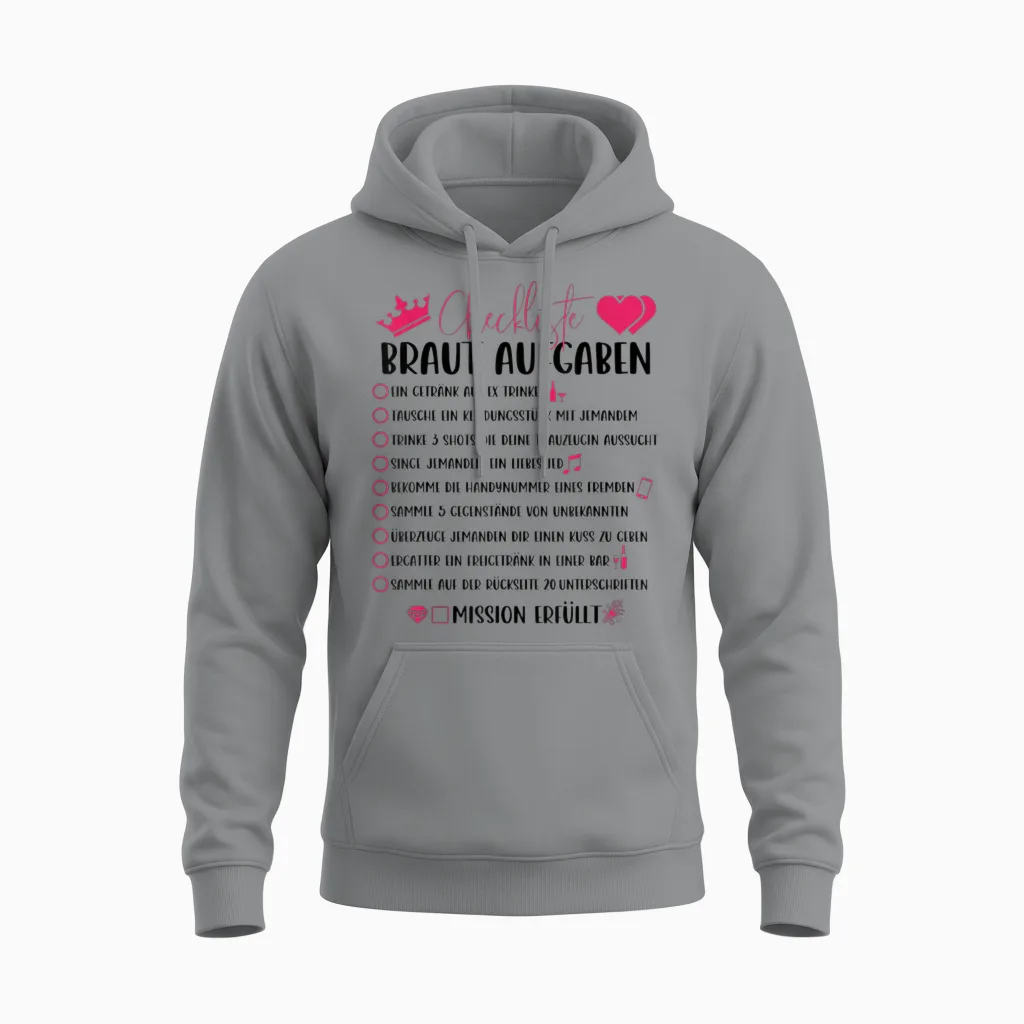 Checkliste Der Jga Braut Für Den Junggesellinnenabschied Unisex Hoodie in Sport Grey