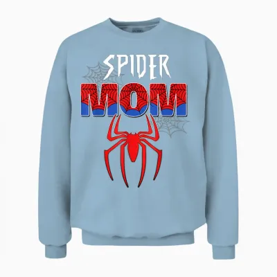 Women Spider Mom Mother's Day Matching Family Birthday Unisex Sweatshirt - Light Blue