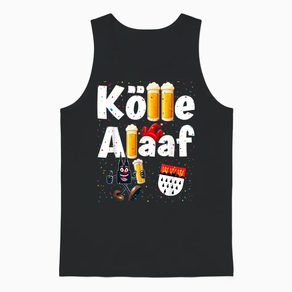 Kölle Alaaf Cologne Carnival Cathedral Beer Confetti Costume Unisex Tank Top in Black