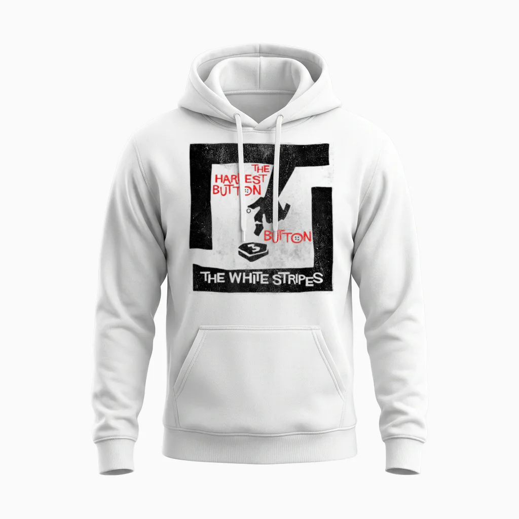 The Hardest Button White Stripes Unisex Hoodie in White