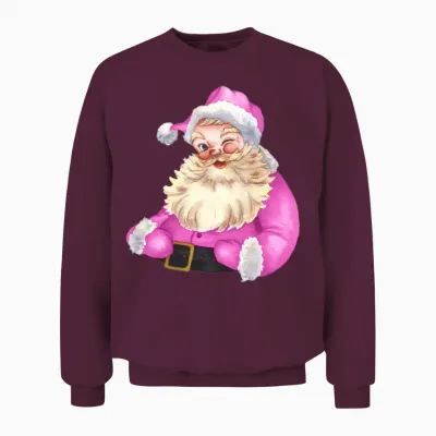 Retro Pink Santa Claus-Retro Pink Santa Claus Wate Unisex Sweatshirt - Maroon
