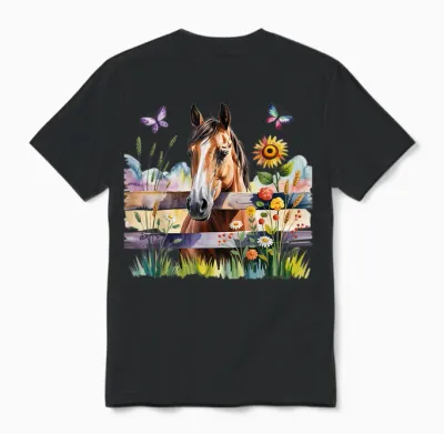Süßes Pferde Motiv Für Mädchen Stall Und Reiten Unisex T-Shirt - Black