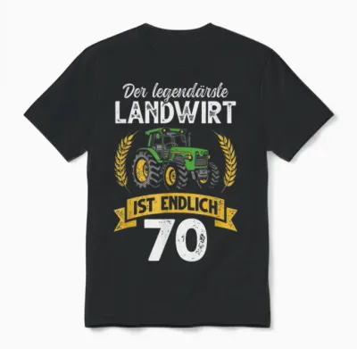 70. Geburtstag Traktor Bauer Landwirt Unisex T-Shirt - Black
