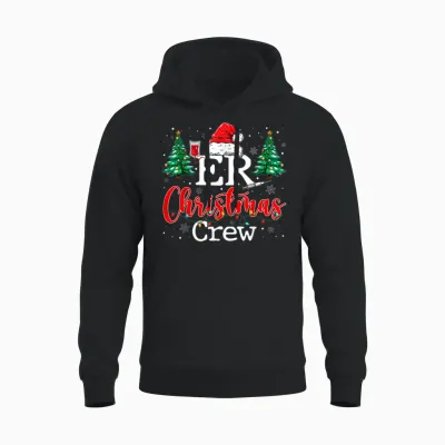 Er Christmas Crew Emergency Room Nurse Er Techs & Secretary Unisex Hoodie - Black