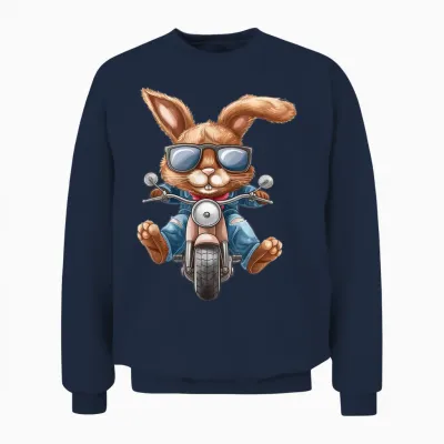 Osterhase Hase Motorrad Motorrad Biker Unisex Sweatshirt - Navy