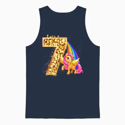 "ich Bin 7" Süßes Einhorn Geburtstag Für Mädchen Unisex Tank Top - Navy