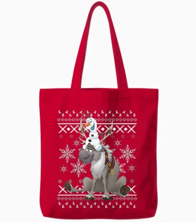 Disney Frozen Olaf Sven Riding Antler Tote Bags - Red