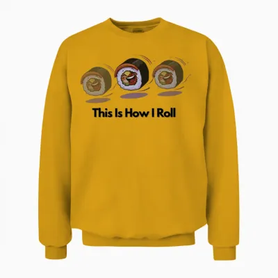 Kawaii Sushi Roll Trio Unisex Sweatshirt - Gold