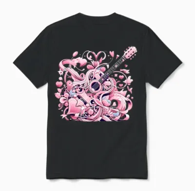 Retro Style Guitar for Guitarists Unisex T-Shirt - Black