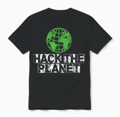 Hack the Planet Cybersecurity Hacker Computer Coder Unisex T-Shirt - Black