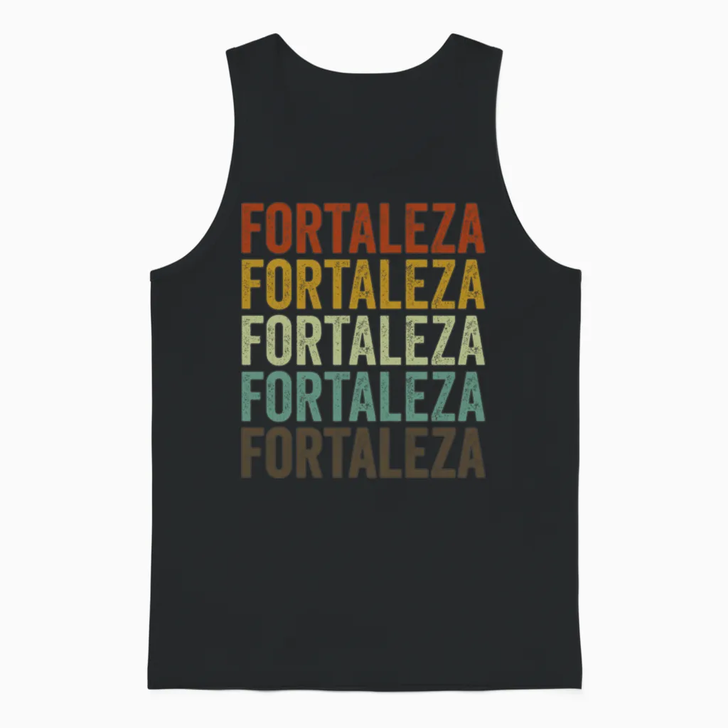 Fortaleza Brazil Retro Vintage Unisex Tank Top in Black