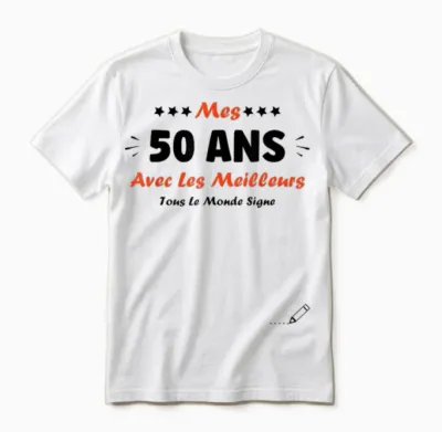 Humour 50 Years to Sign Birthday 50 Years Signature T-Shirt, White Unisex T-Shirt - White