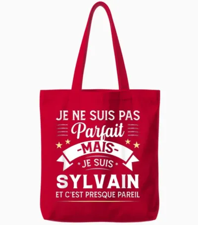 Gift Idea Personalised Name Sylvain Humour Man Tote Bags - Red
