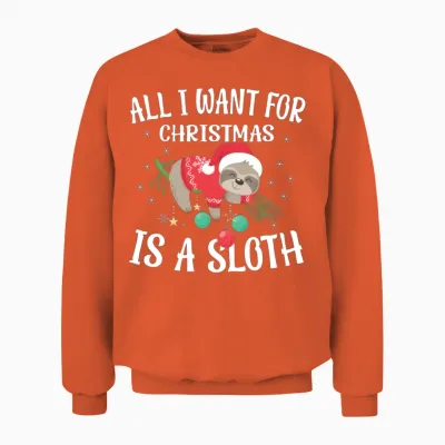 Christmas Funny Sloth Unisex Sweatshirt - Orange