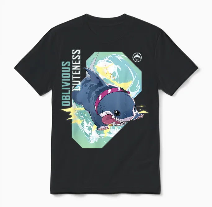 Marvel Rivals Pvp Jeff the Land Shark Oblivious Cuteness T-Shirt, Black Unisex T-Shirt in Black