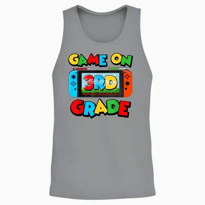 Game on 3rd Grade Back to School Video Gamer Third Grade Unisex Tank Top - Sport Grey