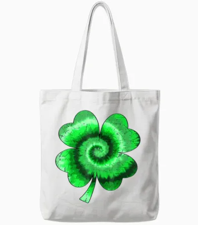 Irish Shamrock Tie Dye Happy St Patrick's Day Go Lucky Gifts Tote Bags - White