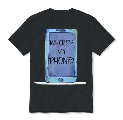 Funny Cell - Where's My Phone - Cellular Mobile Unisex T-Shirt - Black