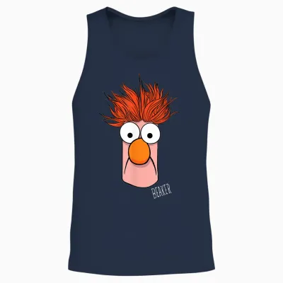 Disney the Muppets Beaker Muppet Labs Big Face Unisex Tank Top - Navy