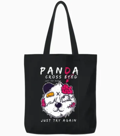 Panda for Black Tote Bags - Black