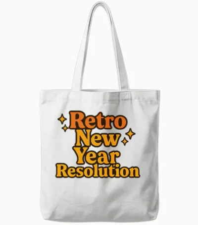 Retro New Year Resolution Tote Bags - White