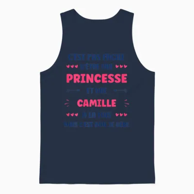 Princess Super Camille Girl Name Humour Camille T-Shirt, White, Female X-Small Unisex Tank Top - Navy