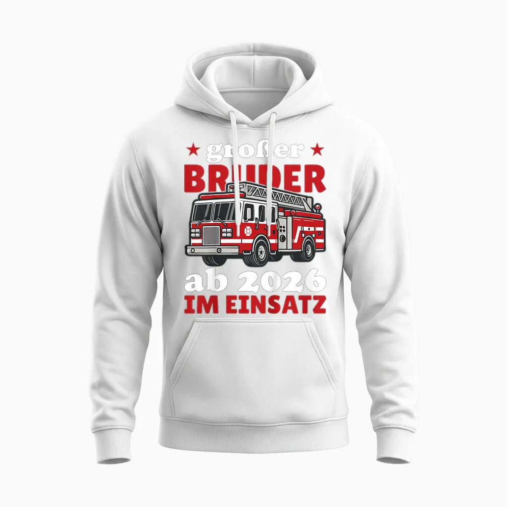 Kinder Großer Bruder Ab 2026 Im Einsatz Feuerwehr Unisex Hoodie in White