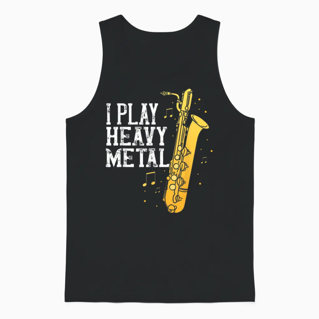 Saxophone I Play Heavy Metal Saxophonist Euphonium Baritone Unisex Tank Top in Black