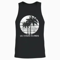 Vacances Aux îles Vierges Américaines | Pride Beach | Usvi Vintage Unisex Tank Top in Black - 2