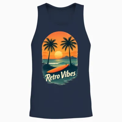 Retro Vibes Unisex Tank Top - Navy