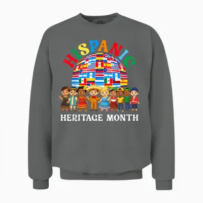 Hispanic Heritage Month All Latin Countries Boys Girls Unisex Sweatshirt - Graphite Heather