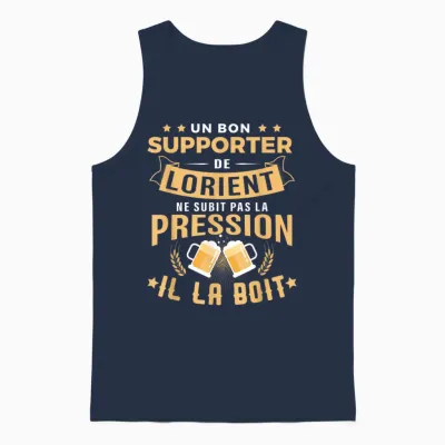 Good Supporter of Lorient Drinks Pressure Humor Lorient T-Shirt, Black, S Unisex Tank Top - Navy