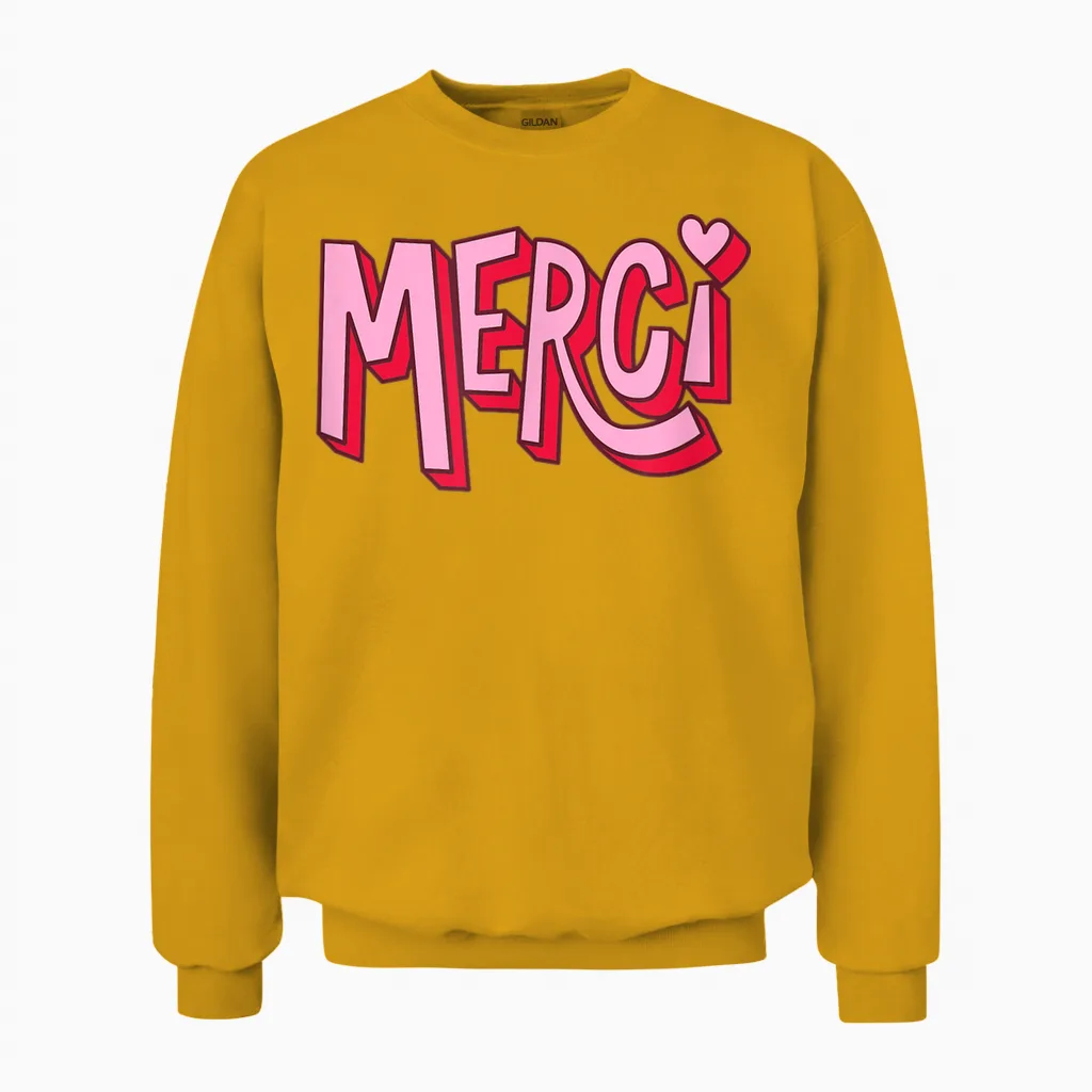 Merci Unisex Sweatshirt in Gold