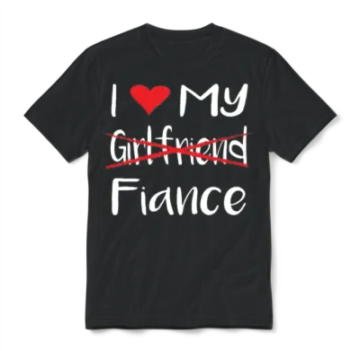 I Heart My Fiance Funny Lover Valentine's Day Gift Unisex T-Shirt - Black