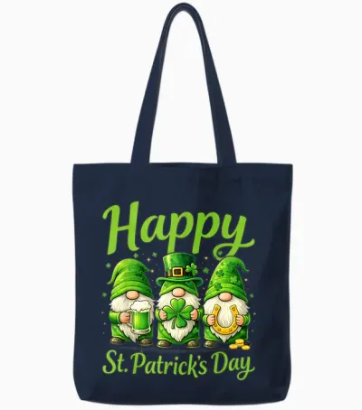 Gnomes Happy Saint Patrick Day Celebration St Patrick Day Tote Bags - Navy