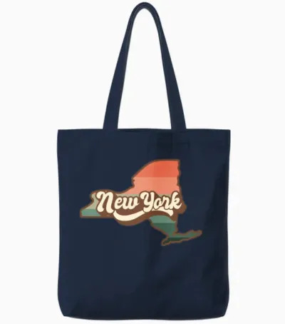 New York Retro Tote Bags - Navy