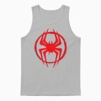 Marvel Spider-Man: Across the Spider-Verse Miles Symbol T-Shirt, Black Unisex Tank Top - Ash
