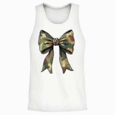 Camouflage Camo Bow Girls Camo Coquette Bow Hunting Women Unisex Tank Top - White