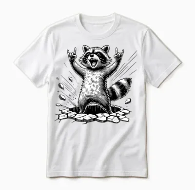 Rocking Raccoon Music Rock Cool Devil Horns Greetings Devil Unisex T-Shirt - White
