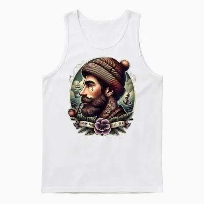 Seemann Born for the Sea Old School Tattoo Art Vintage Retro Unisex Tank Top - White