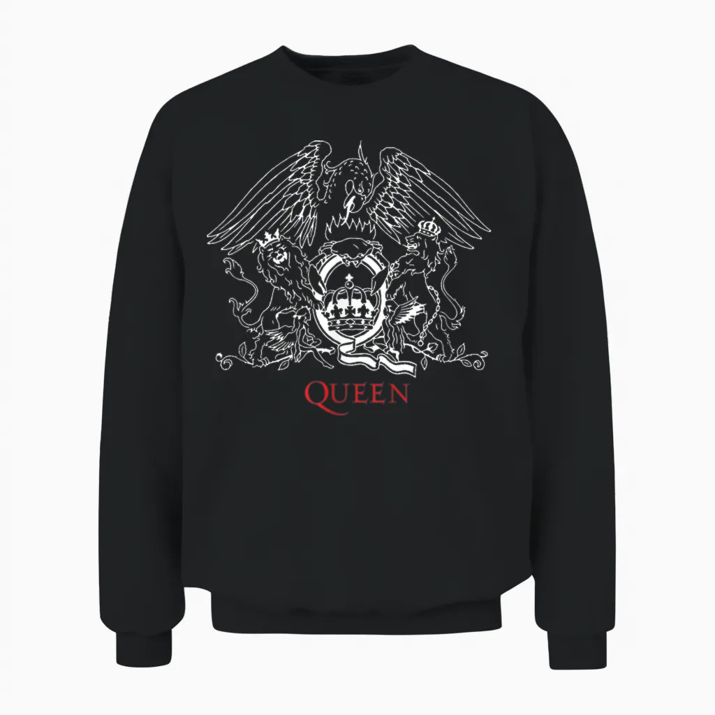Official Queen Crest T-Shirt, Blue Unisex Sweatshirt in Black