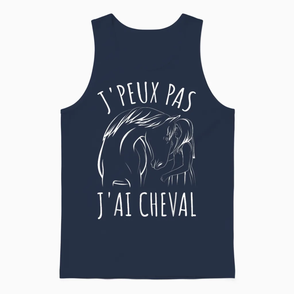 Je Peux Pas J'ai Cheval Horses Women Girl Riding Unisex Tank Top in Navy