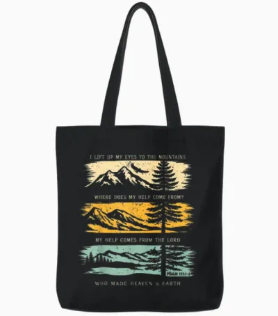 Ich Erhebe Meine Augen Zu Den Bergen Psalm 121 Christian Tote Bags - Black