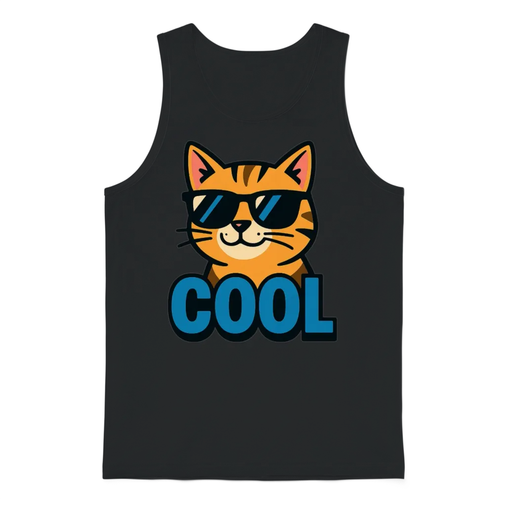 Retro Cool Cat โ Lovers Gift Unisex Tank Top - Black
